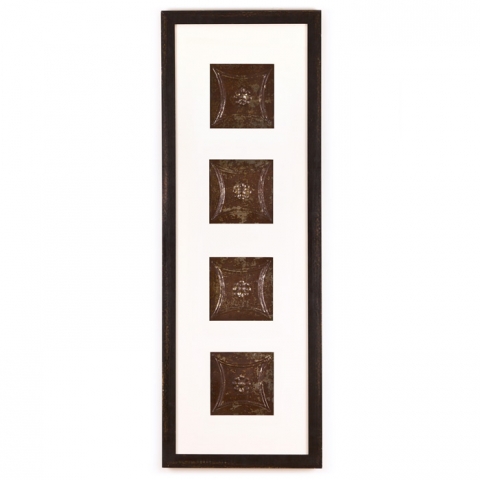 4 Panel Large Rectangle with Distressed Black Frame