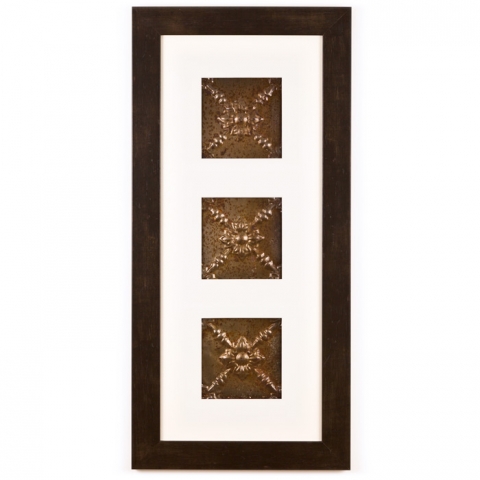 3 Panel Medium Rectangle with Espresso Brown Frame
