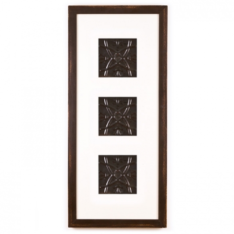 3 Panel Medium Rectangle with Distressed Brown Frame