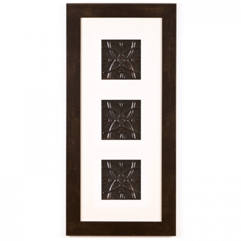 3 Panel Medium Rectangle with Espresso Brown Frame