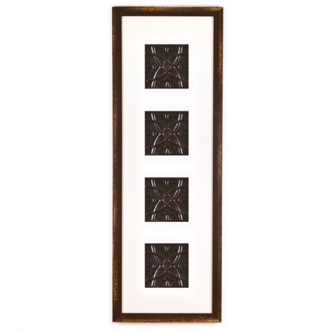 4 Panel Large Rectangle with Distressed Brown Frame