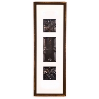3 Panel Large Rectangle with Distressed Brown Frame